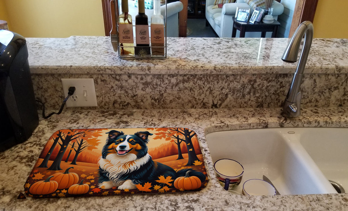Collie Fall Dish Drying Mat