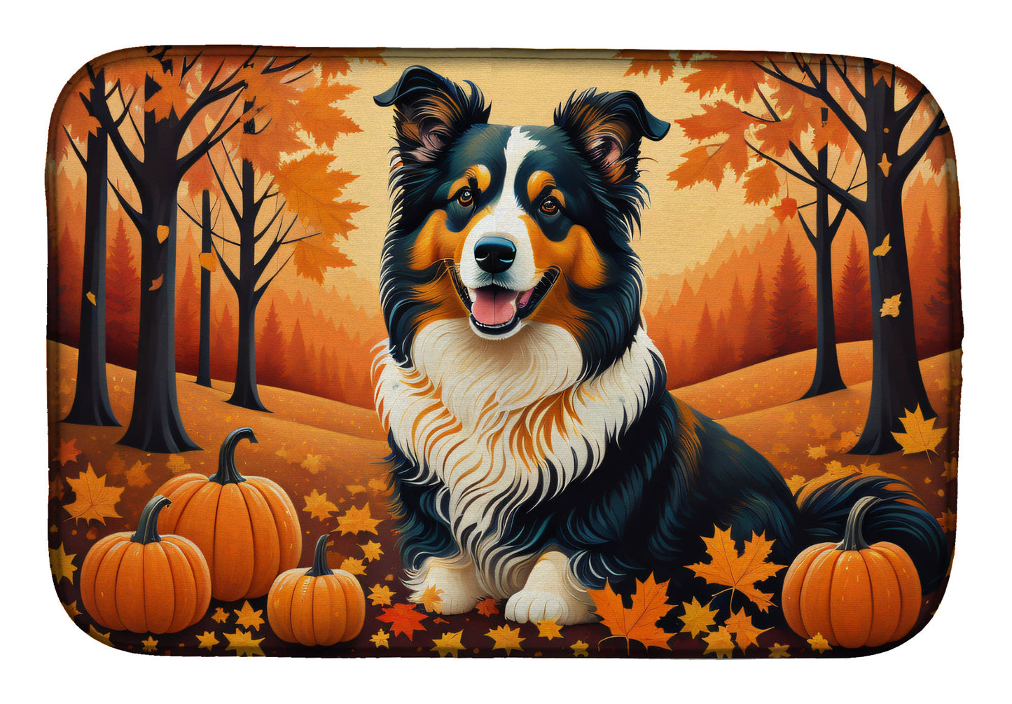 Collie Fall Dish Drying Mat