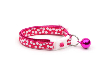 White Dots on Bright Pink Cat Collar