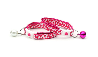 White Dots on Bright Pink Cat Collar